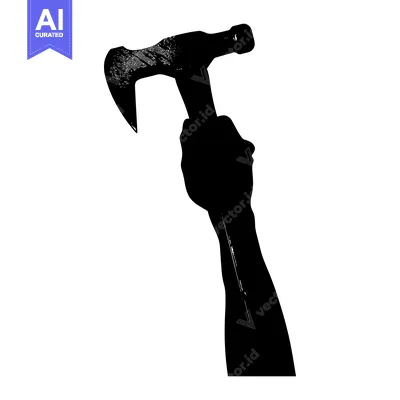 Silhouette of a Hand Holding a Hammer