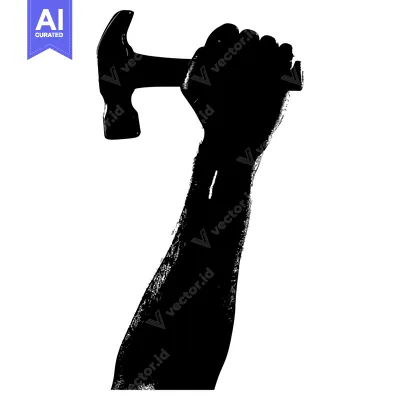 Aset desain premium: Silhouette of a Hand Holding a Hammer