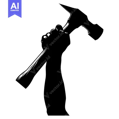 Aset premium populer: Silhouette of a Hand Holding a Hammer Raised High