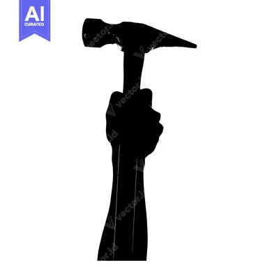 Popular premium asset: Silhouette of a hand holding a hammer