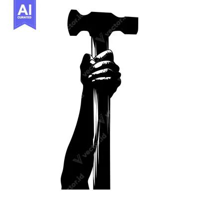 Aset premium populer: Silhouette of a Hand Holding a Hammer