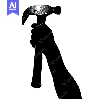 Premium design asset: Silhouette of a Hand Holding a Hammer