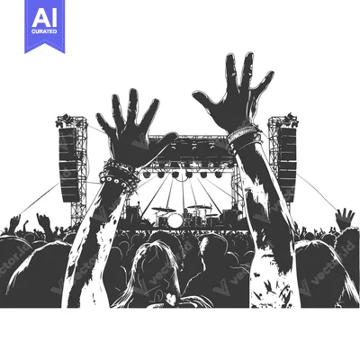 Aset premium populer: Crowd of People at a Concert with Raised Hands