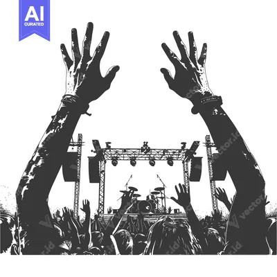 Popular premium asset: Silhouette of Crowd at Concert with Raised Arms