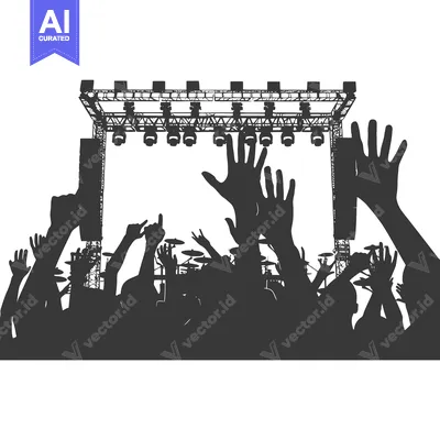 Aset premium populer: Silhouettes of a Crowd Cheering at a Concert