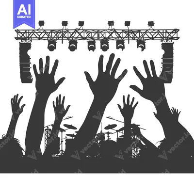 Aset premium populer: Silhouettes of People With Raised Hands at a Concert