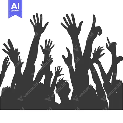 Aset premium populer: Silhouette of a Crowd with Raised Hands