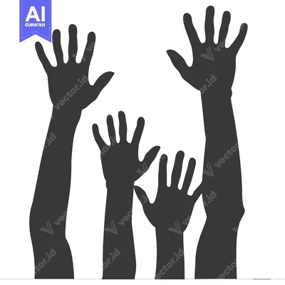Popular premium asset: Four Hands Raised in Silhouette