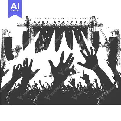 Popular premium asset: Silhouetted Audience at a Rock Concert with Stage and Lights