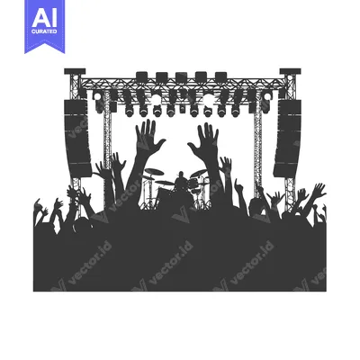 Aset premium populer: Silhouette of a Crowd at a Concert With Raised Hands