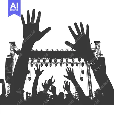 Popular premium asset: Silhouette of a Crowd of People at a Concert with Their Hands Raised