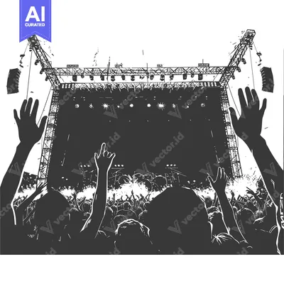 Popular premium asset: Crowd of people silhouetted in front of a concert stage