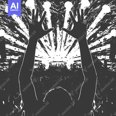 Popular premium asset: Silhouette of a Person with Raised Hands at a Concert