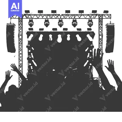 Popular premium asset: Silhouette of a Crowd at a Concert Stage with Lights and Speakers