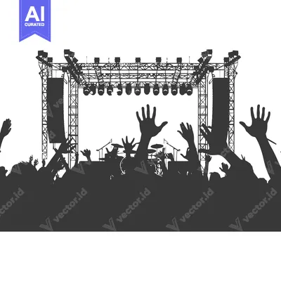 Popular premium asset: Silhouette of a Crowd at a Concert with a Stage and Lights