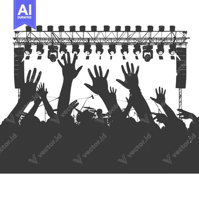 Popular premium asset: Silhouette of Crowd at a Concert with Stage Lights and a Drummer