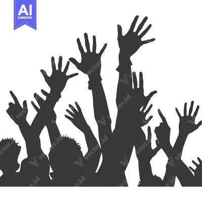 A Silhouette of a Crowd Reaching Upwards with Their Hands