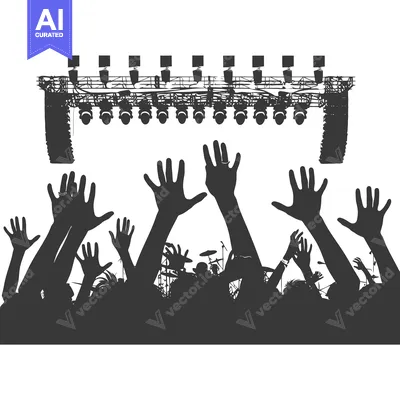 Aset premium populer: Crowd of Silhouetted People Reaches Up Towards Stage Lights