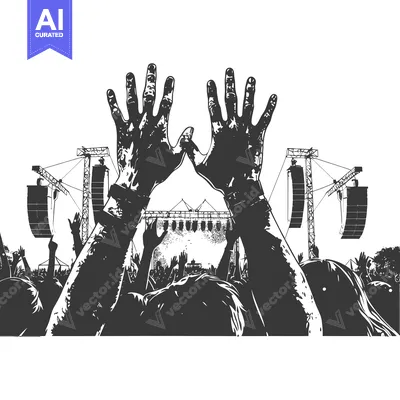 Popular premium asset: Silhouette of a Crowd at a Concert with Raised Hands