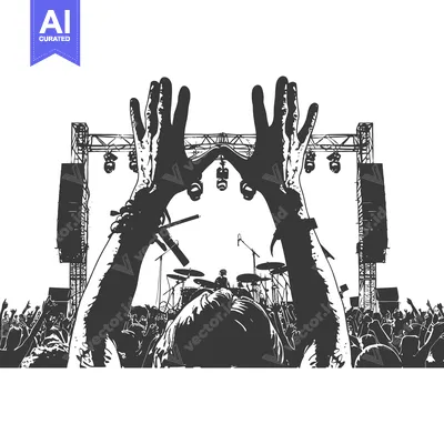 Aset premium populer: Silhouetted Person With Hands Raised at a Concert