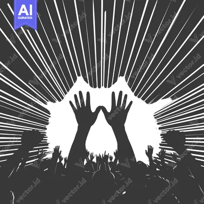 Popular premium asset: Silhouette of a Crowd Reaching Upwards with a Bright Light Shining Thr