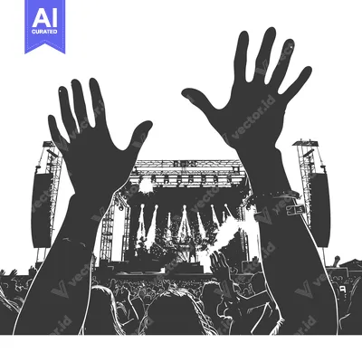 Aset premium populer: Silhouettes of People Raising Hands at a Concert