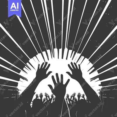 Aset premium populer: Silhouetted Crowd of People With Raised Hands Against White Burst