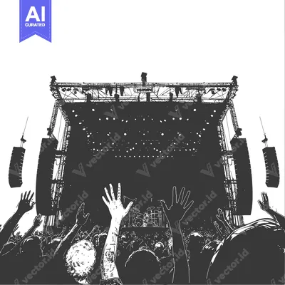 Aset premium populer: A Crowd of People Looking Up at a Concert Stage