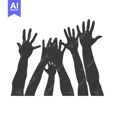 Premium design asset: Silhouette of Five Hands Reaching Upwards
