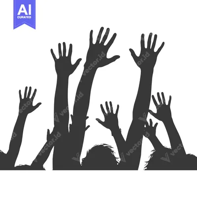 Aset premium populer: Silhouette of multiple hands reaching upwards