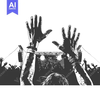 Silhouette of a Person with Hands Raised at a Concert