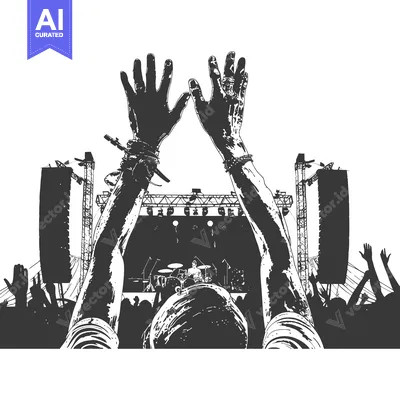 Aset premium populer: A Person at a Concert With Their Hands Raised in the Air