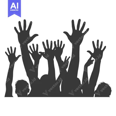Aset desain premium: Silhouettes of People with Hands Raised in Celebration