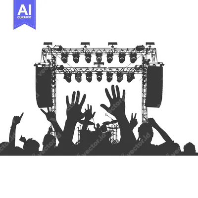 Crowd Silhouetted Against Stage Lights at Concert