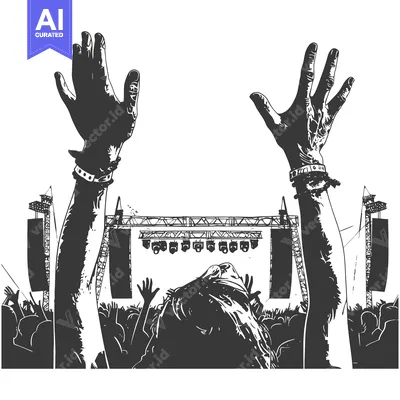 Silhouette of a Person with Raised Arms at a Concert