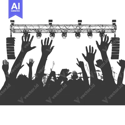 Aset premium populer: Crowd of Silhouettes Reaches Up Towards Stage Lights