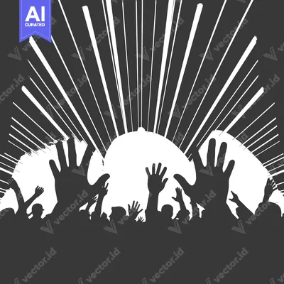 Aset premium populer: Silhouetted Crowd with Hands Reaching Up Towards a White Space and Abs