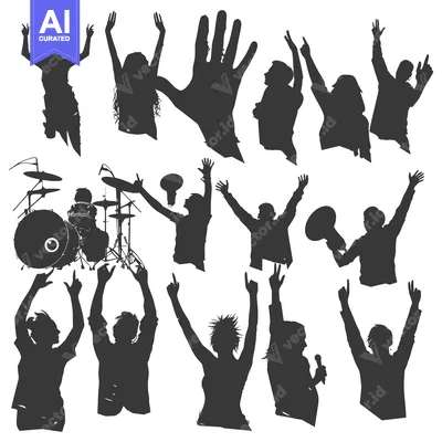 Popular premium asset: Silhouettes of People Dancing and Playing Music at a Concert