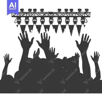 Popular premium asset: Silhouettes of a Crowd Reaches Up Towards Stage Lights