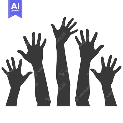 Aset desain premium: Silhouette of Five Hands Reaching Upward
