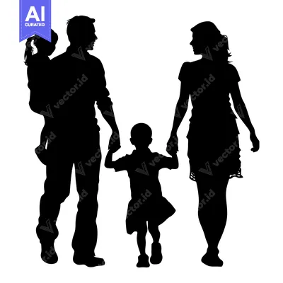 Aset premium populer: Silhouette of a Family Walking Together