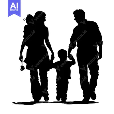 Popular premium asset: Silhouette of a family with a mother holding a baby, a father, and a y