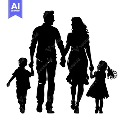 Popular premium asset: Silhouette of a Family Holding Hands and Walking
