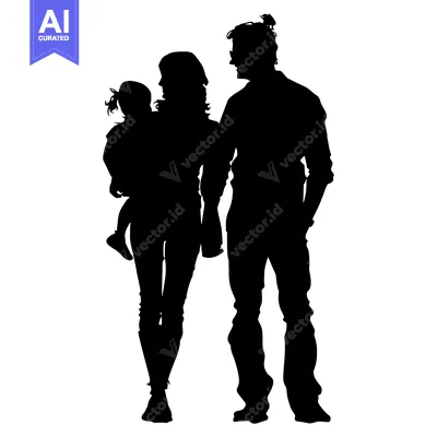 Popular premium asset: Silhouette of a Family with a Father, Mother, and Daughter