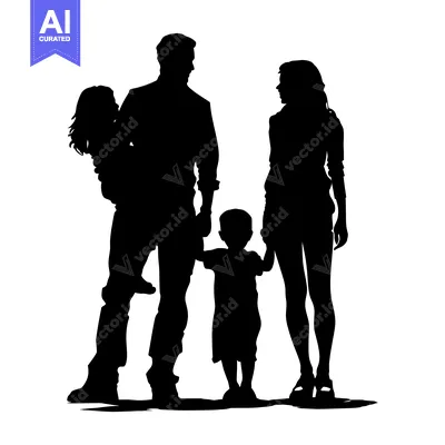 Aset premium populer: Silhouette of a Family of Four