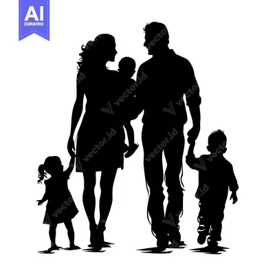 Popular premium asset: Silhouette of a Family with Two Children