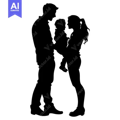 Aset premium populer: Silhouette of a Family with a Man, Woman, and Child