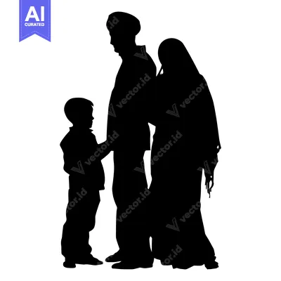 Premium design asset: Silhouette of a Family with a Man, Woman, and Son