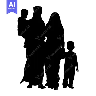 Popular premium asset: Silhouette of a Family with Two Children