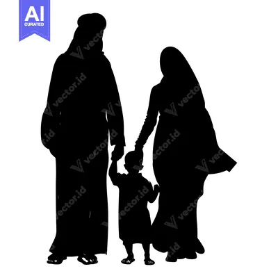 Aset premium populer: Silhouette of a Muslim Family Holding Hands